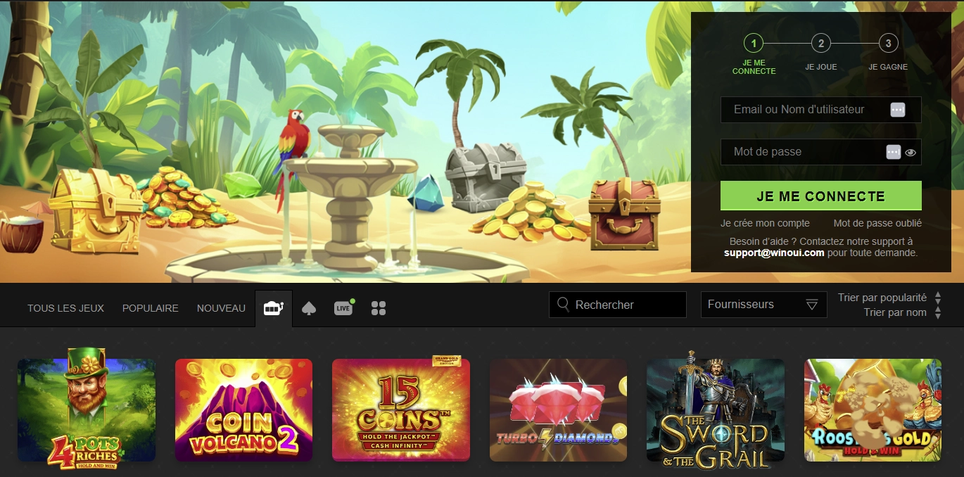 Interface Winoui Casino en grand format